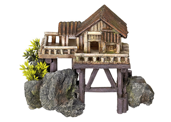 Aqua Ornaments "HOLZHAUS" mit Pflanzen