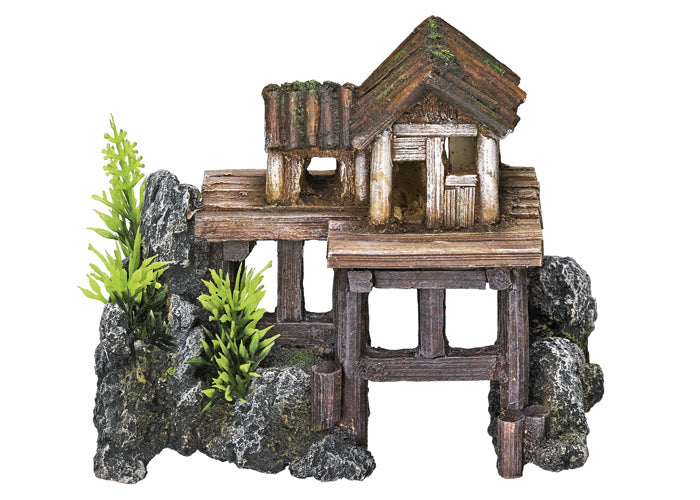 Aqua Ornaments "HOLZHAUS" mit Pflanzen