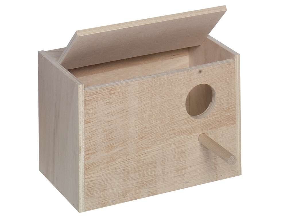 Wellensittich-Nistkasten mit Mulde