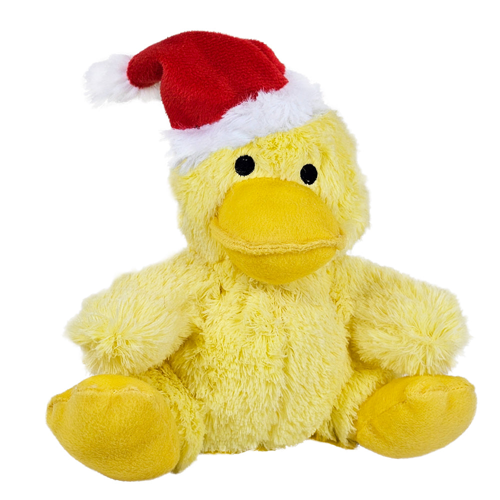 Gelbe Plüsch-Ente DAGGI mit Weihnachtsmütze