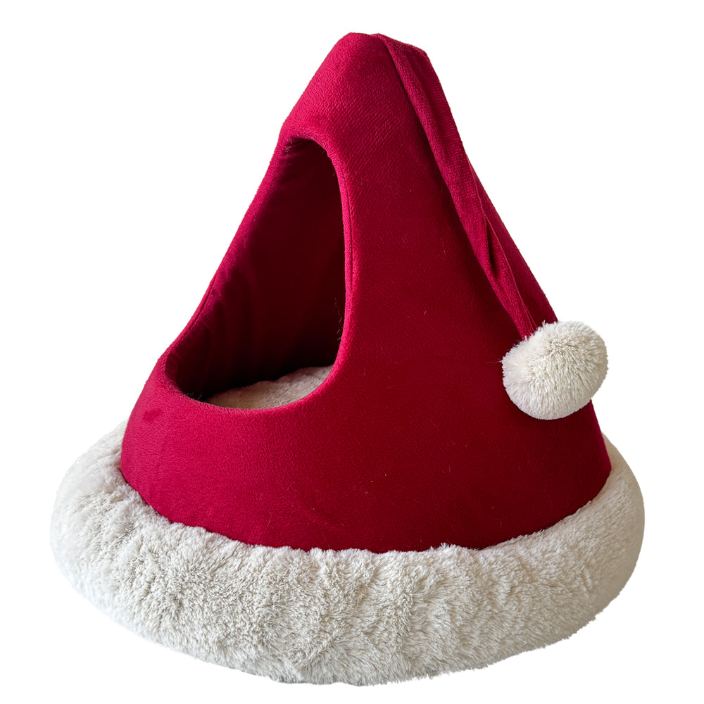Rote Tierhöhle XMAS HAT in Weihnachtsmützenform mit weißem Rand