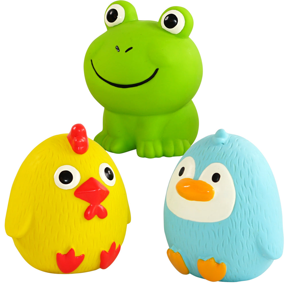 Vorratspack Latex Spielzeug Pinguin, Frosch & Huhn