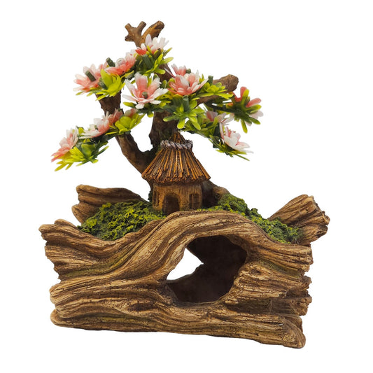 Aqua Ornaments "HOLZ MIT HÜTTE" mit Pflanzen