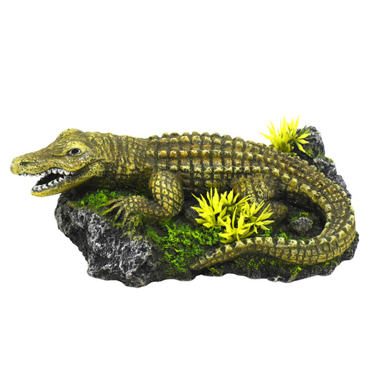 Aqua Ornaments "KROKODIL AUF FELS" mit Pflanzen