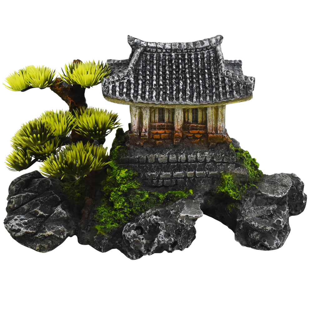 Aqua Ornaments "TEMPEL AUF FELS" mit Pflanzen