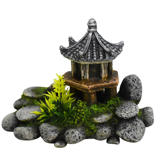 Aqua Ornaments "TEMPEL AUF STEINEN" mit Pflanzen