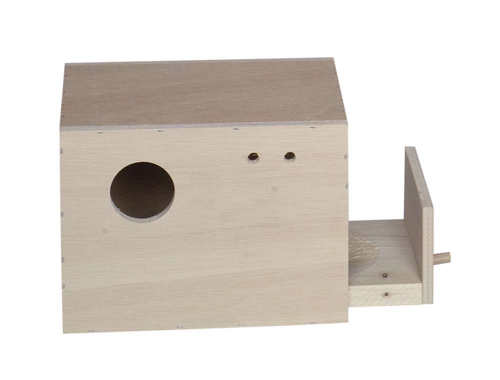Wellensittich-Nistkasten mit Mulde