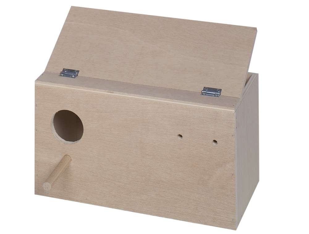 Wellensittich-Nistkasten mit Mulde