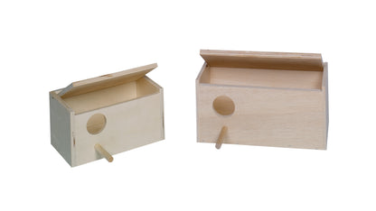 Wellensittich-Nistkasten mit Mulde