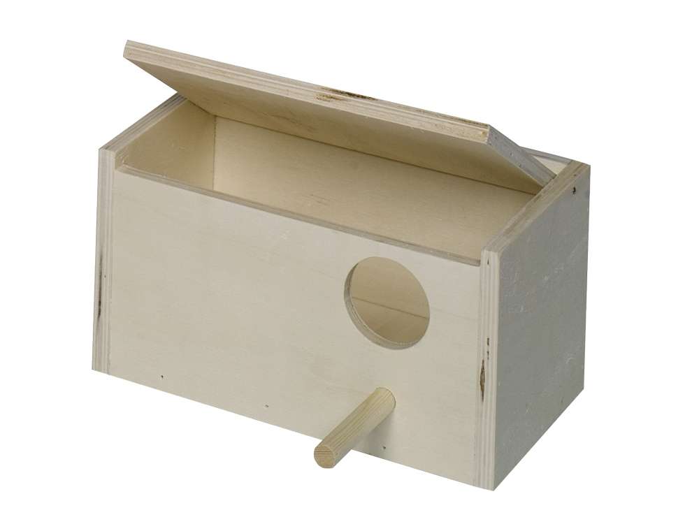Wellensittich-Nistkasten mit Mulde