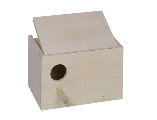 Wellensittich-Nistkasten mit Mulde