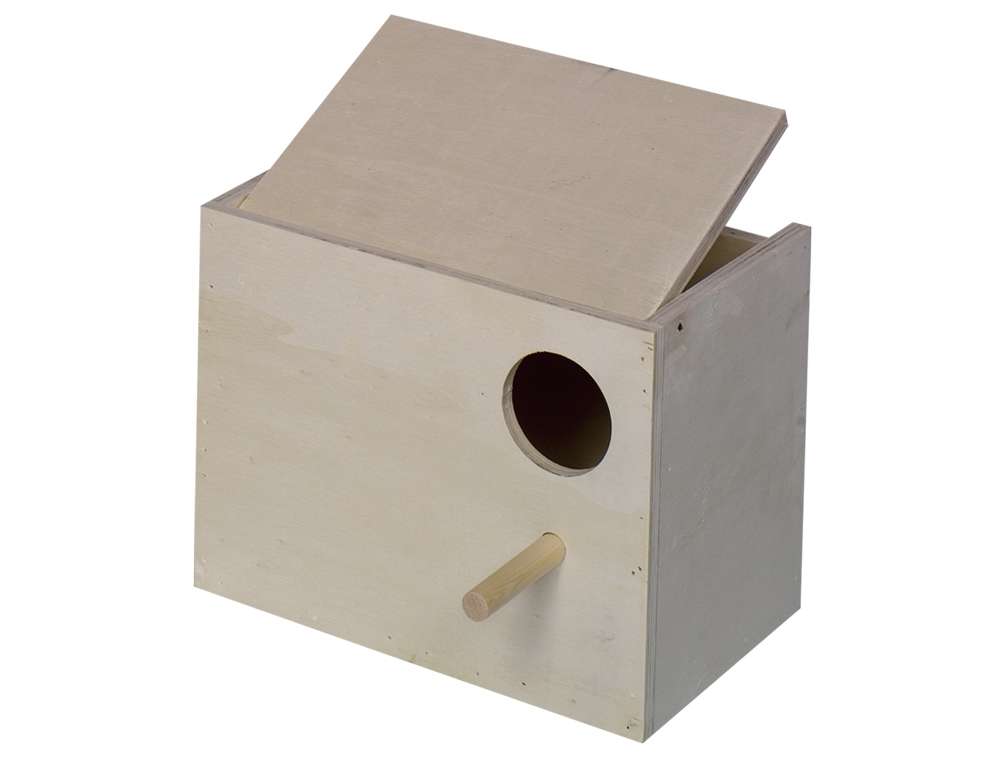 Wellensittich-Nistkasten mit Mulde