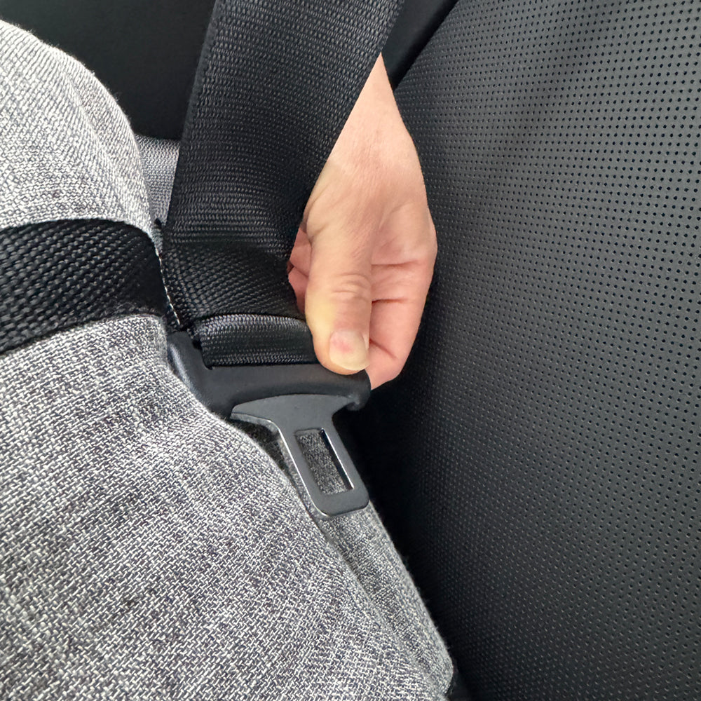 Reisebett "ELSU" für das Auto in grauer Leinenoptik