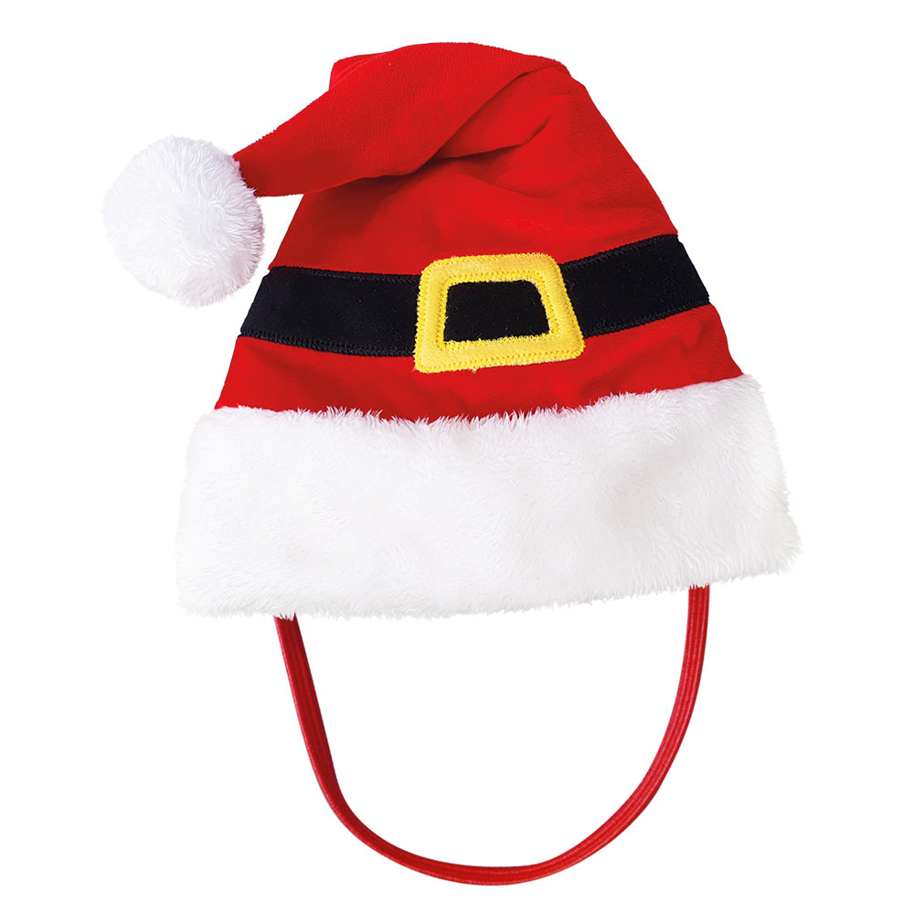 Rote Weihnachtsmütze SANTA mit weißem Rand und schwarzem Gürtelmotiv