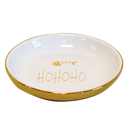 XMAS HOHOHO Keramikschale für Katzen – Weiß-Gold, 120 ml