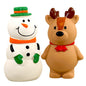 Hundespielzeuge als Schneemann und Rentier