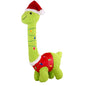 Grüner Plüsch-Dinosaurier mit Weihnachtsmütze
