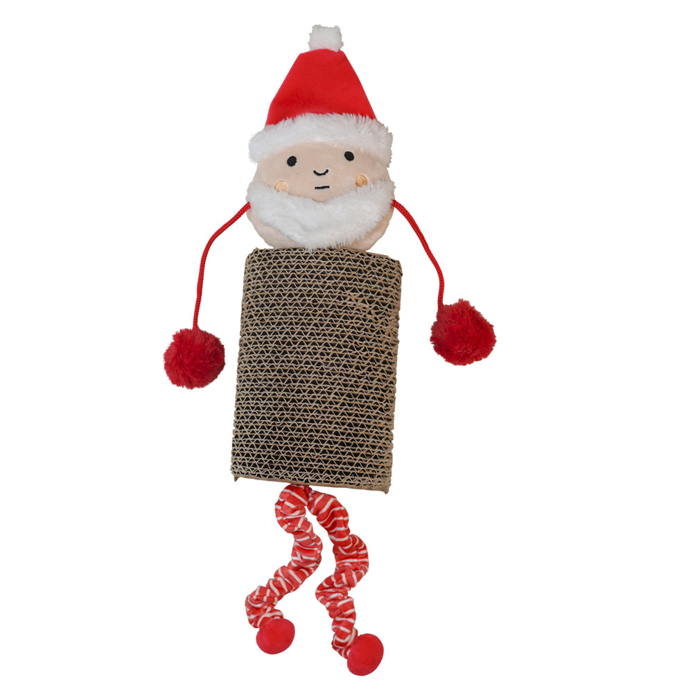 Kratzkarton SANTA mit Plüsch-Weihnachtsmann und langen Beinen