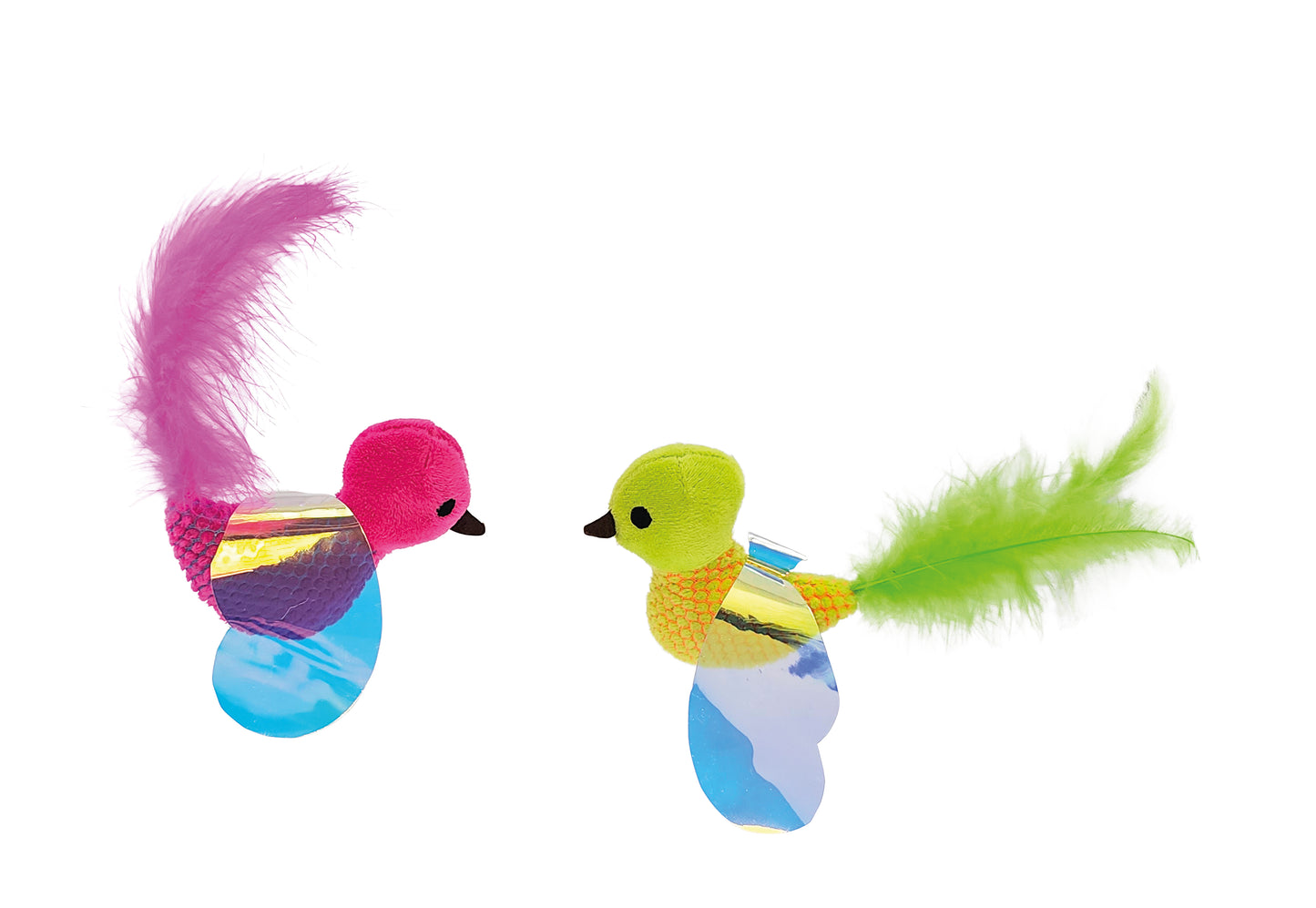 Vorratspack Plüschvögel mit Vogelstimme & Catnip