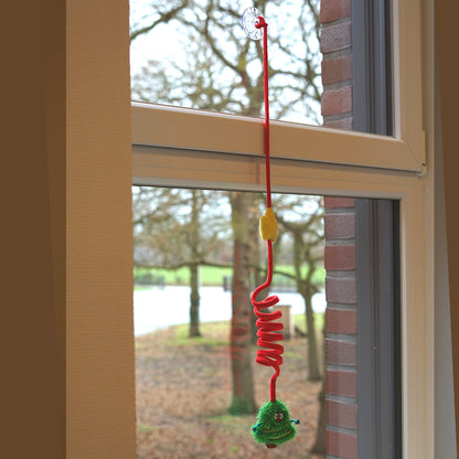 XMAS Katzenspielzeug mit Saugnapf, Sprungfeder und Catnip