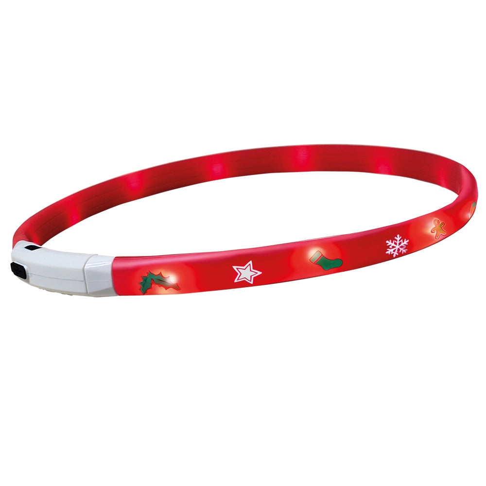 Roter LED-Lichtschlauch YULE mit weißen Weihnachtsmotiven