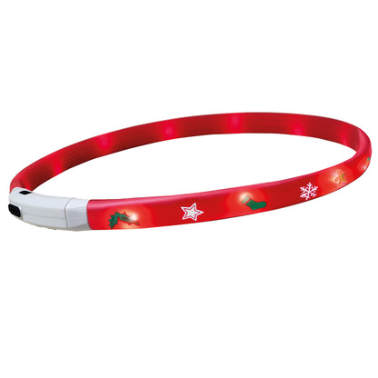 Roter LED-Lichtschlauch YULE mit weißen Weihnachtsmotiven
