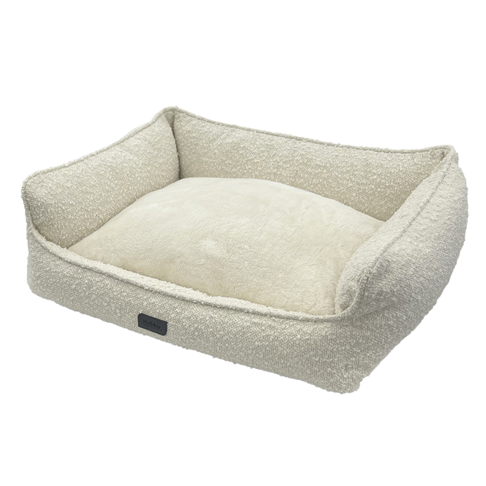 Komfortbett "IRUK" in Creme – Hundebett aus Bouclé mit Wendekissen