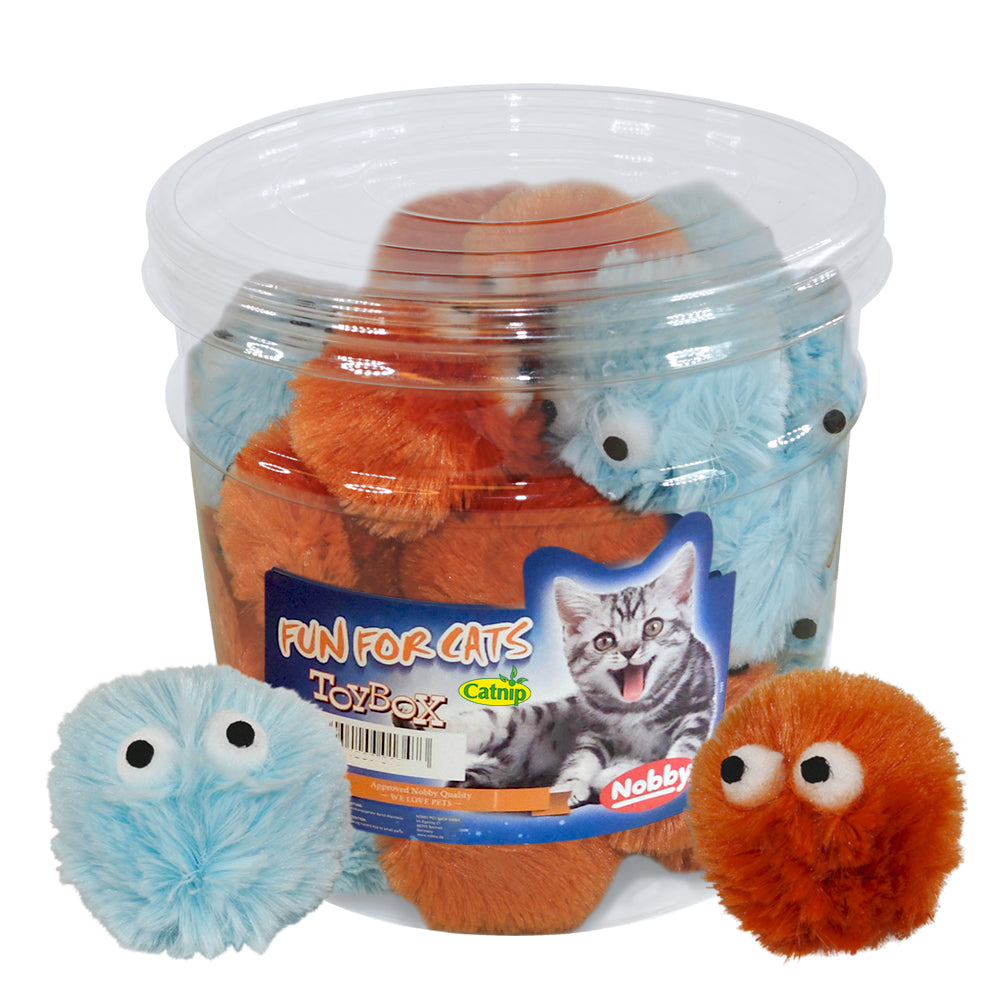 Vorratspack Plüschball mit Catnip & Rassel – 30 Stück