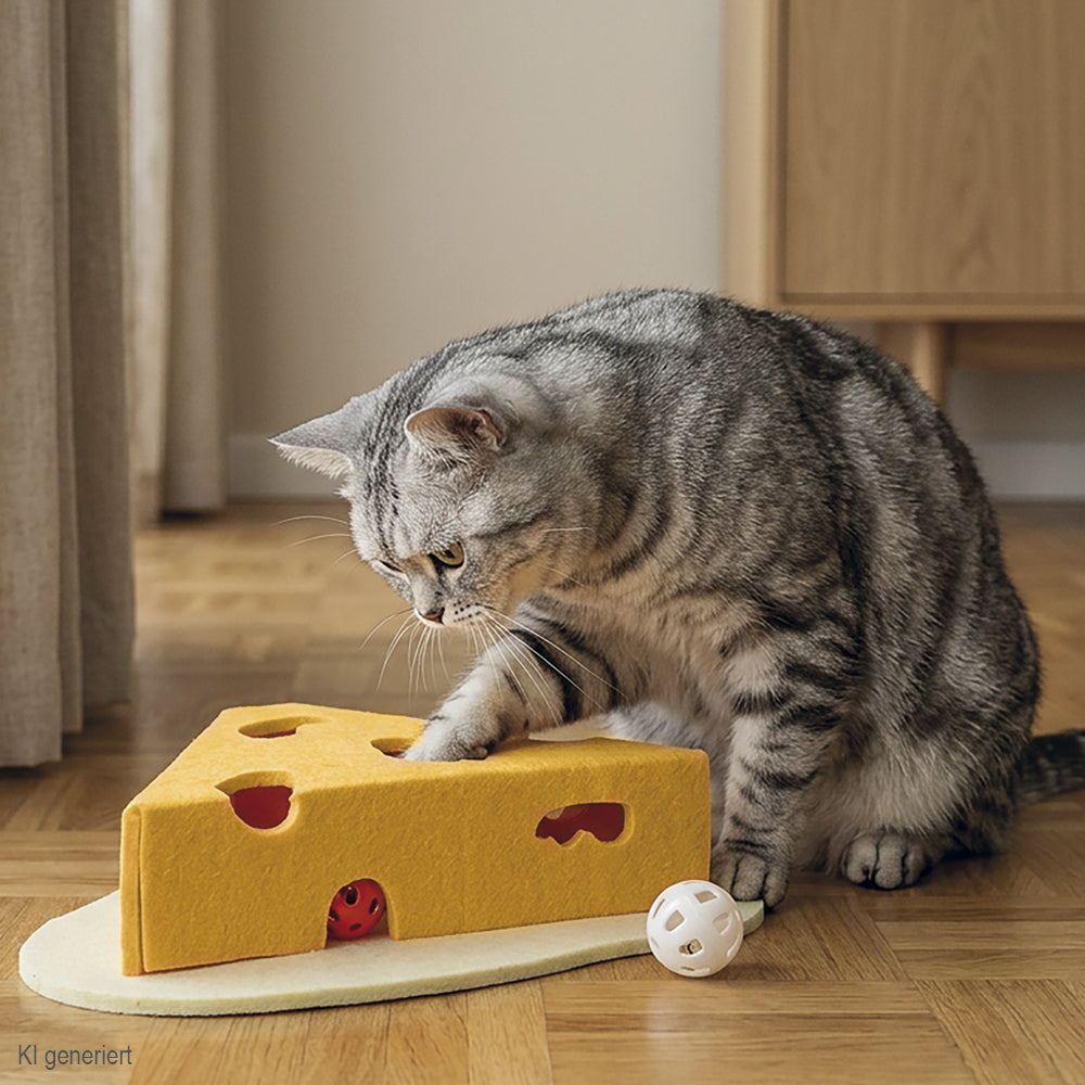 Filzspielzeug "Cheese" mit 2 Glockenbällen