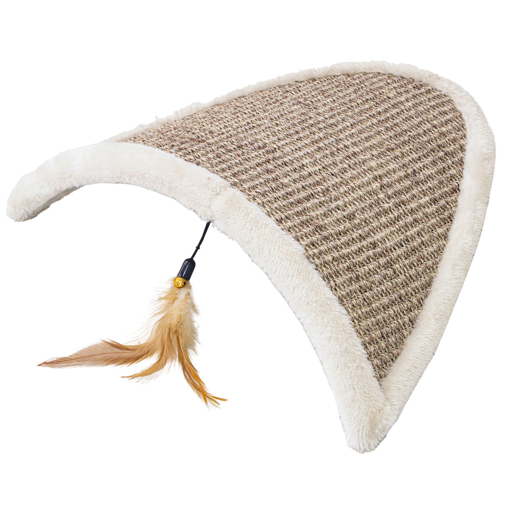 Kratzbrett "BOW" für Katzen mit Sisal-Kratzfläche und Spielzeug