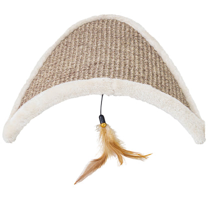 Kratzbrett "BOW" für Katzen mit Sisal-Kratzfläche und Spielzeug