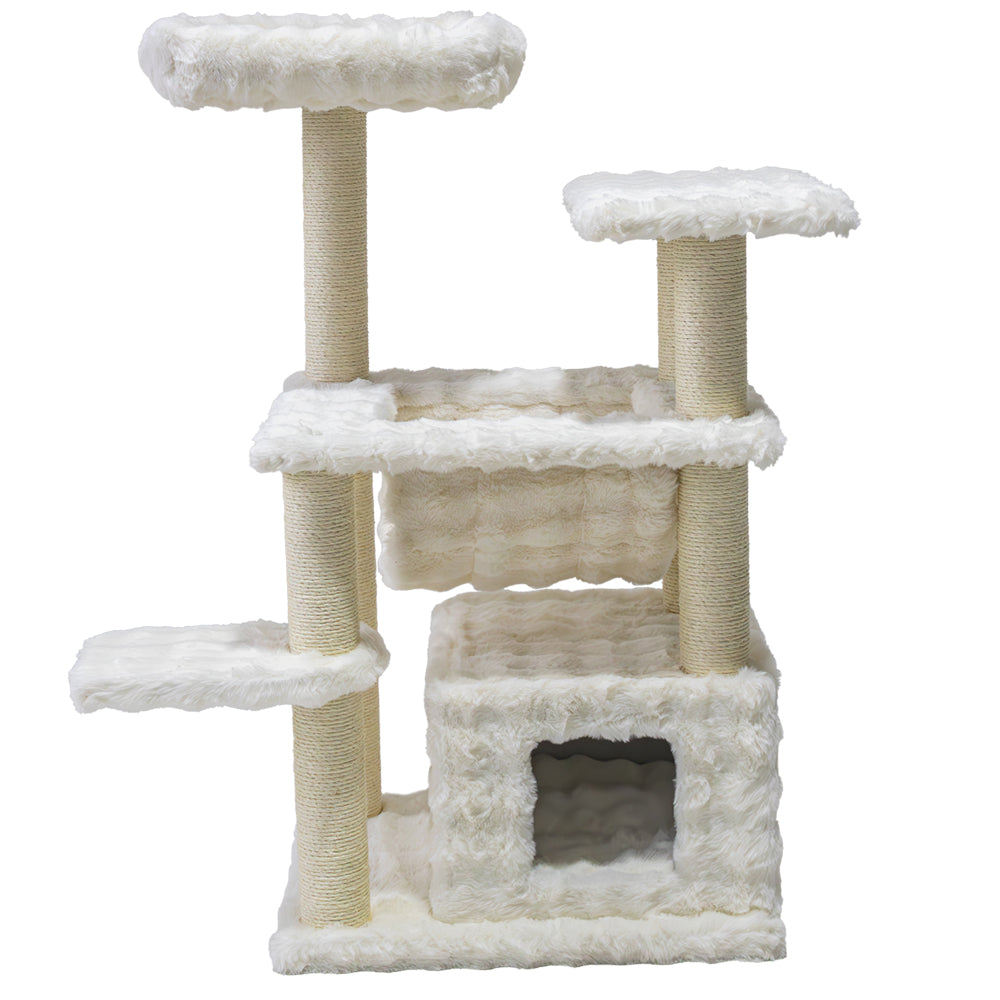 Kratzbaum "SAKO" mit Höhle, Liegeflächen und Bubble-Plüsch