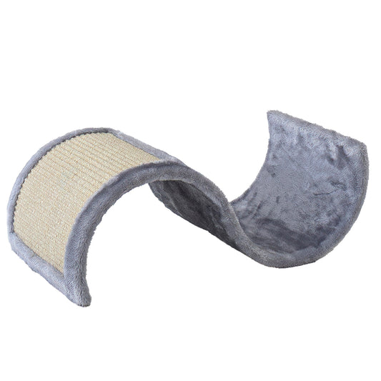 Kratzwelle "SINUS" für Katzen aus Sperrholz mit Plüsch und Sisal-Kratzfläche