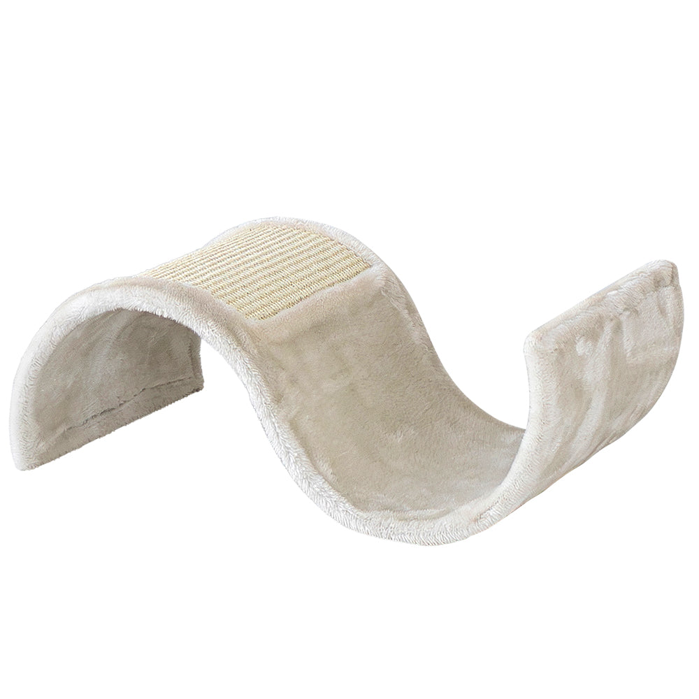 Kratzwelle "SINUS" für Katzen aus Sperrholz mit Plüsch und Sisal-Kratzfläche