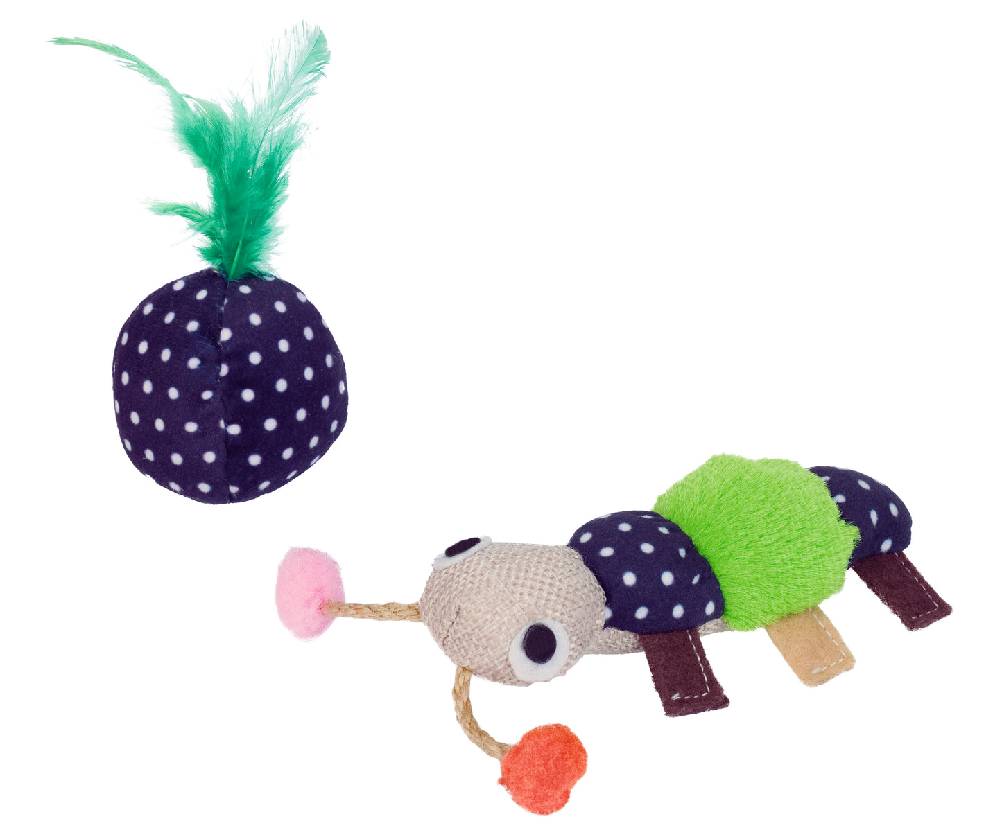 Stoff Wurm, Plüschball & Hase mit Katzenminze
